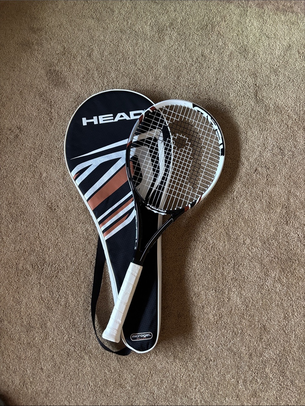 Head M G Heat Black and White Tennis Racket with Zip Cover